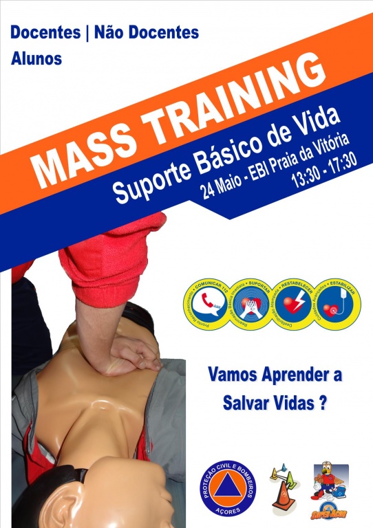 Imagem de destaque: Ação de Mass Training na EBI Praia da Vitória, no dia 24 de Maio.