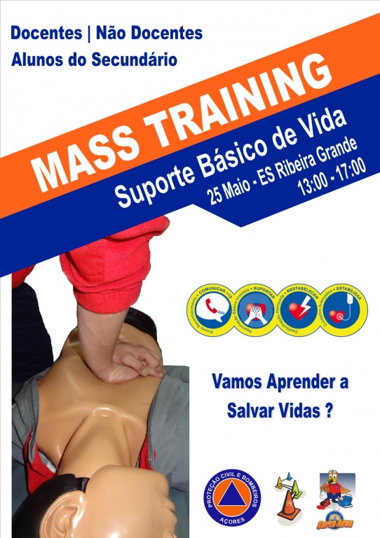 Imagem de destaque: Ação de Mass Training na ES Ribeira Grande, no dia 25 de Maio.
